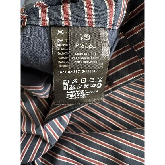 Scotch & Soda Women's Blue Stripe Cropped Button Fly Pleat Trouser Pants XS - Picture 5 of 6